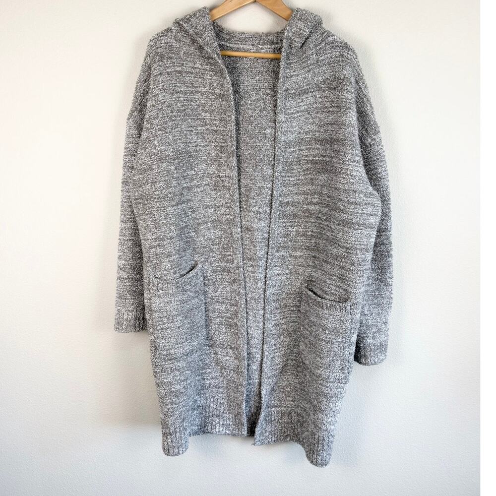 Barefoot Dreams Cozychic Hooded Long Cardigan Sweater Pockets Oversized Medium